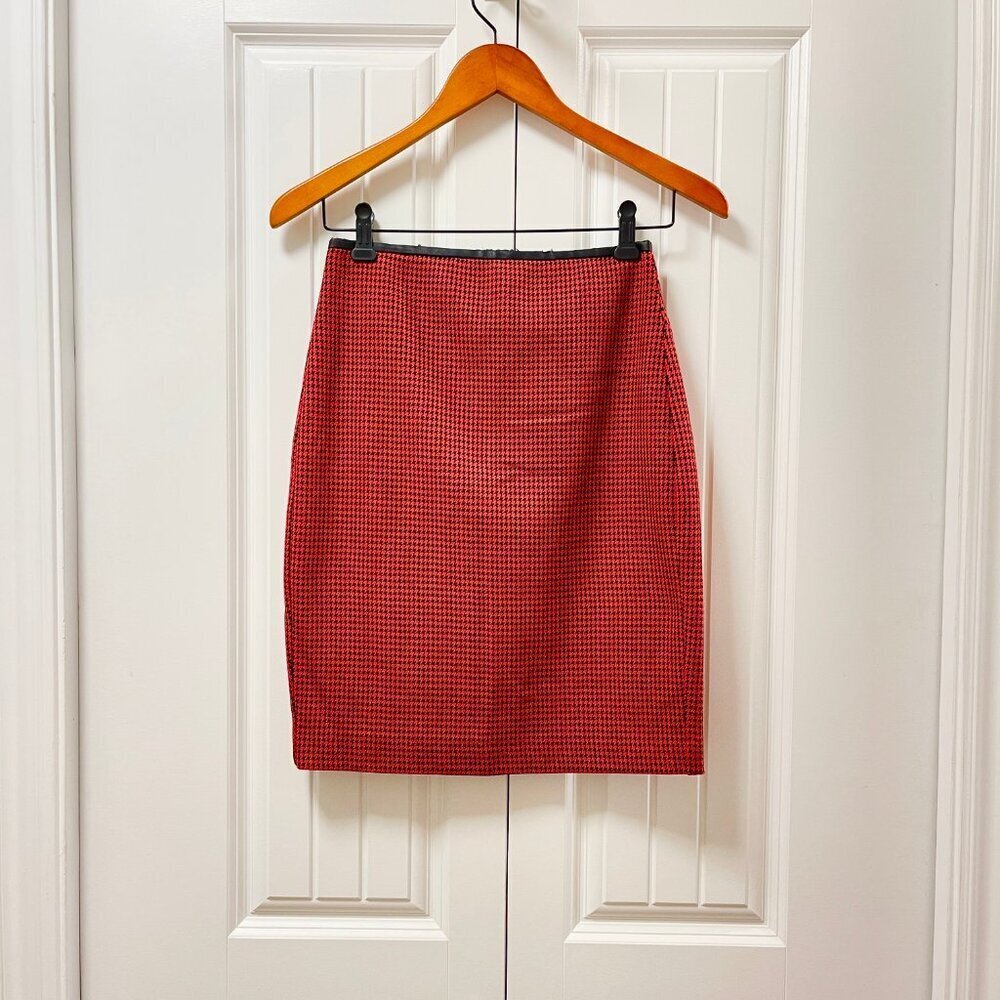 Express Houndstooth Pencil Skirt Red Black – 0